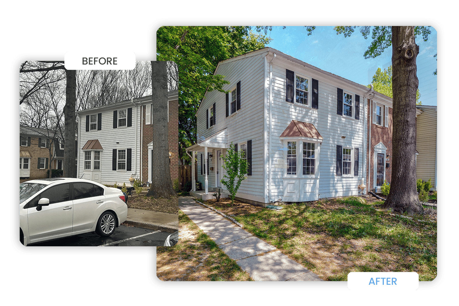 Before and after renovation of a real estate investment property acquired from a targeted property list