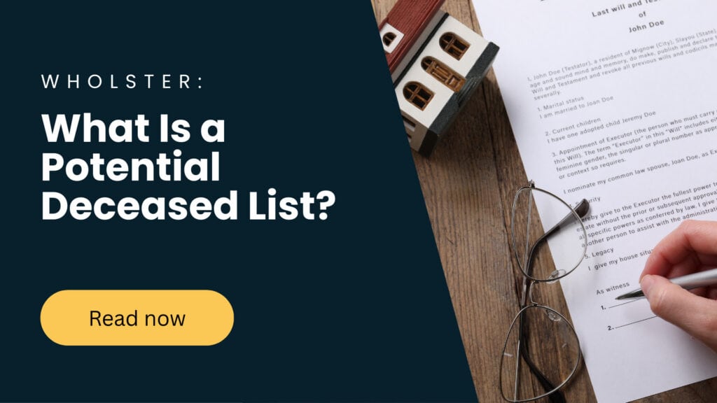 Potential deceased property list for real estate investors showing ownership changes and transition opportunities