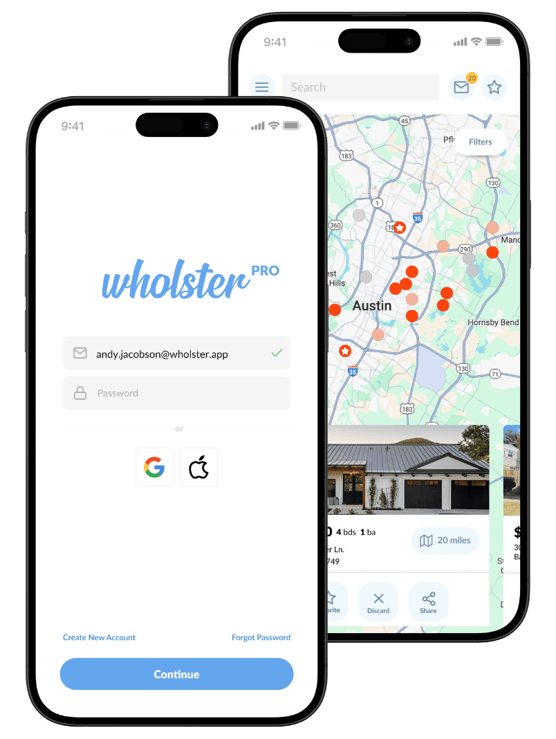 Wholster Pro mobile app for real estate investors